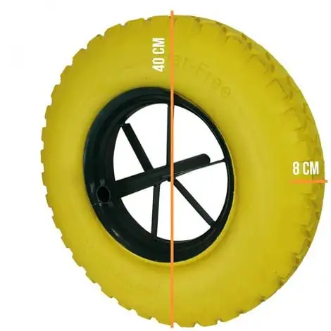 Roue Increvable Pour Brouette 4.8 / 4.00-8 - Jaune - 15" - Ø 40 Cm - Axe 20 Mm - Linxor - Jaune 2 Roue Increvable Pour Brouette 4.8 / 4.00-8 - Jaune - 15" - Ø 40 Cm - Axe 20 Mm - Linxor - Jaune – Image 2
