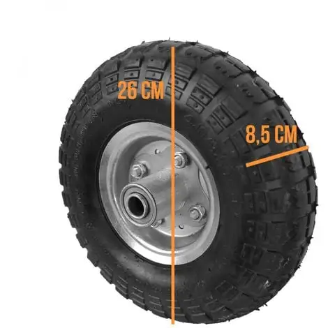 Lot De 2 Roues Gonflables Pour Chariot 26 X 8.5 Cm, Axe 16 Mm - Noir - Linxor - Noir 2 Lot De 2 Roues Gonflables Pour Chariot 26 X 8.5 Cm, Axe 16 Mm - Noir - Linxor - Noir – Image 2