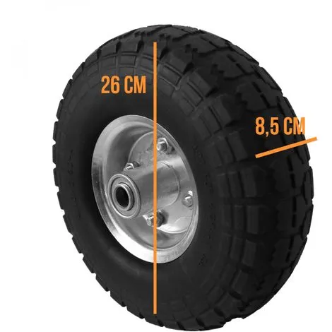 Lot De 2 Roues Increvables Pour Chariot 26 X 8.5 Cm, Axe 16 Mm - Noir - Linxor - Noir 2 Lot De 2 Roues Increvables Pour Chariot 26 X 8.5 Cm, Axe 16 Mm - Noir - Linxor - Noir – Image 2