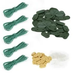Lot De 5 Kits De Fixation Pour Brise Vue, Canisse Anti-UV - 30 Plaquettes + 4.20 M De Fil - Vert - Linxor - Vert