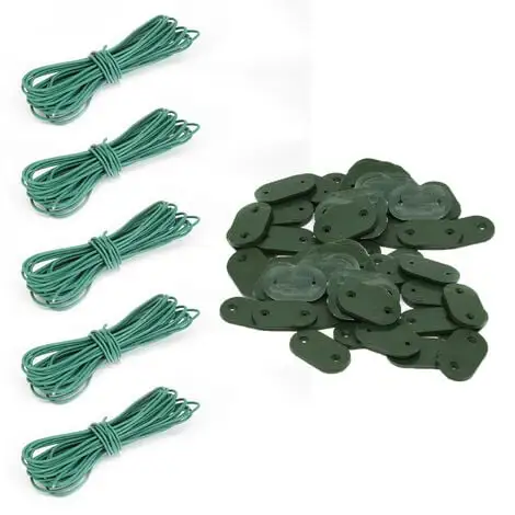 Lot De 5 Kits De Fixation Pour Brise Vue, Canisse Anti-UV - 30 Plaquettes + 4.20 M De Fil - Vert - Linxor - Vert 2 Lot De 5 Kits De Fixation Pour Brise Vue, Canisse Anti-UV - 30 Plaquettes + 4.20 M De Fil - Vert - Linxor - Vert – Image 2