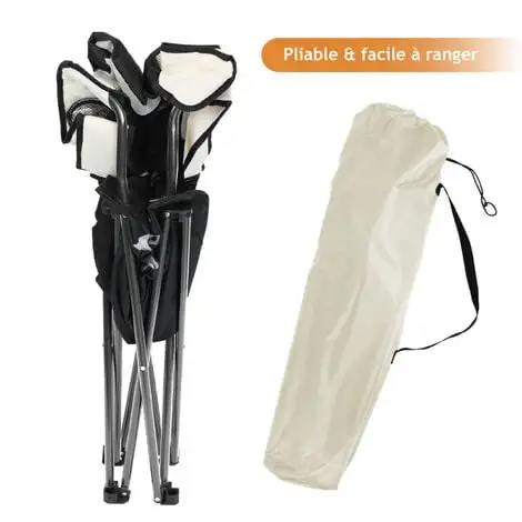 Chaise De Camping Pliable + Sac De Transport - Beige - Linxor - Beige 4 Chaise De Camping Pliable + Sac De Transport - Beige - Linxor - Beige – Image 4