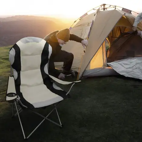 Chaise De Camping Pliable + Sac De Transport - Beige - Linxor - Beige 5 Chaise De Camping Pliable + Sac De Transport - Beige - Linxor - Beige – Image 5