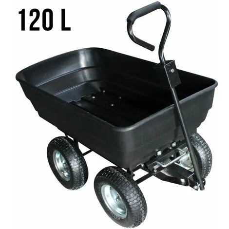 Remorque, Chariot De Jardin Avec Benne Basculante - 120 L - Noir - Linxor - Noir 2 Remorque, Chariot De Jardin Avec Benne Basculante - 120 L - Noir - Linxor - Noir – Image 2