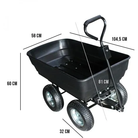 Remorque, Chariot De Jardin Avec Benne Basculante - 120 L - Noir - Linxor - Noir 3 Remorque, Chariot De Jardin Avec Benne Basculante - 120 L - Noir - Linxor - Noir – Image 3