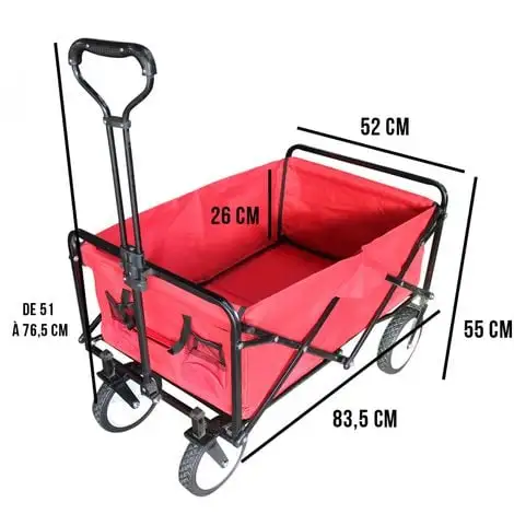 Remorque, Chariot De Jardin Pliant - Rouge - Linxor - Rouge 2 Remorque, Chariot De Jardin Pliant - Rouge - Linxor - Rouge – Image 2