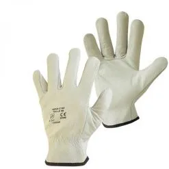 Paire De Gants De Protection Pro Cuir 100% - Taille 9 - L - Blanc - Linxor - Blanc