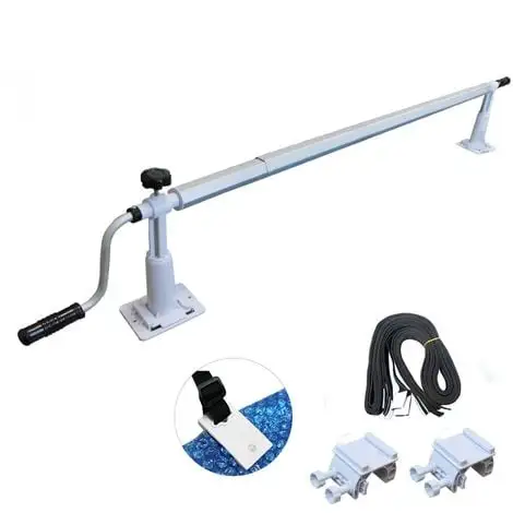 Enrouleur De Bâche à Bulles Pour Piscine Hors Sol Extensible De 1.37m à 6.15m Avec Pinces - Linxor - Blanc 1 Enrouleur De Bâche à Bulles Pour Piscine Hors Sol Extensible De 1.37m à 6.15m Avec Pinces - Linxor - Blanc