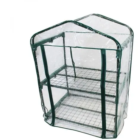 Serre De Jardin 2 étagères 69 X 49 X 90 Cm Transparente En Plastique PVC - Linxor - Transparent 3 Serre De Jardin 2 étagères 69 X 49 X 90 Cm Transparente En Plastique PVC - Linxor - Transparent – Image 3