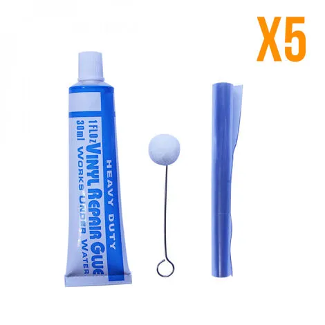 Lot De 5 Kits De Réparation 30 Ml Avec Applicateur Pour Liner De Piscine - Linxor - Bleu 1 Lot De 5 Kits De Réparation 30 Ml Avec Applicateur Pour Liner De Piscine - Linxor - Bleu