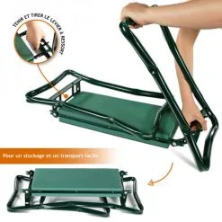 Tabouret De Jardinage Pliable Avec Rangement - Vert - Linxor - Vert -LINXOR Soldes Boutique 50935144 4