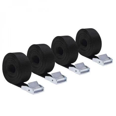 Lot De 4 Sangles D'arrimage Avec Boucle - 25 Mm X 5 M - Noir - Linxor - Noir 1 Lot De 4 Sangles D'arrimage Avec Boucle - 25 Mm X 5 M - Noir - Linxor - Noir