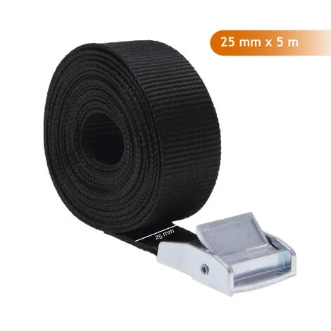 Lot De 4 Sangles D'arrimage Avec Boucle - 25 Mm X 5 M - Noir - Linxor - Noir 2 Lot De 4 Sangles D'arrimage Avec Boucle - 25 Mm X 5 M - Noir - Linxor - Noir – Image 2