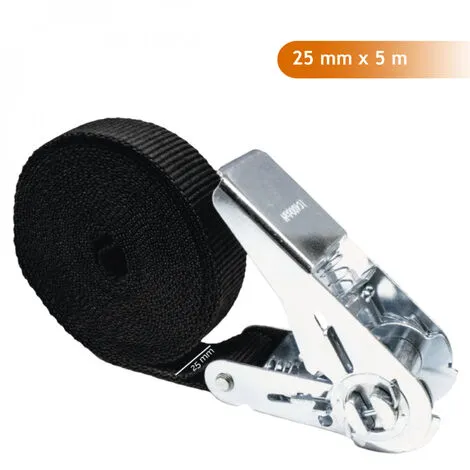Sangle D'arrimage à Cliquet - 25 Mm X 5 M - Noir - Linxor - Noir 2 Sangle D'arrimage à Cliquet - 25 Mm X 5 M - Noir - Linxor - Noir – Image 2