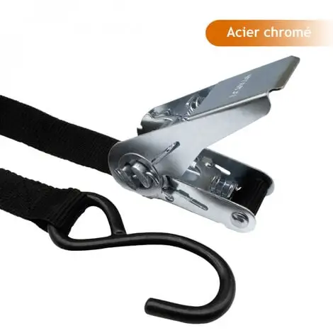 Lot De 2 Sangles D'arrimage à Cliquet Et 2 Crochets S - 25 Mm X 5 M - Noir - Linxor - Noir 3 Lot De 2 Sangles D'arrimage à Cliquet Et 2 Crochets S - 25 Mm X 5 M - Noir - Linxor - Noir – Image 3