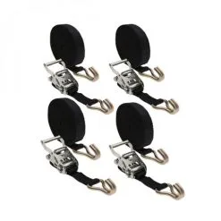 Lot De 4 Sangles D'arrimage Avec Tendeur à Cliquet Et 2 Crochets - 35 Mm X 7 M - Noir - Linxor - Noir
