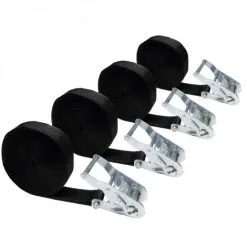 Lot De 4 Sangles D'arrimage à Cliquet - 35 Mm X 7 M - Noir - Linxor - Noir