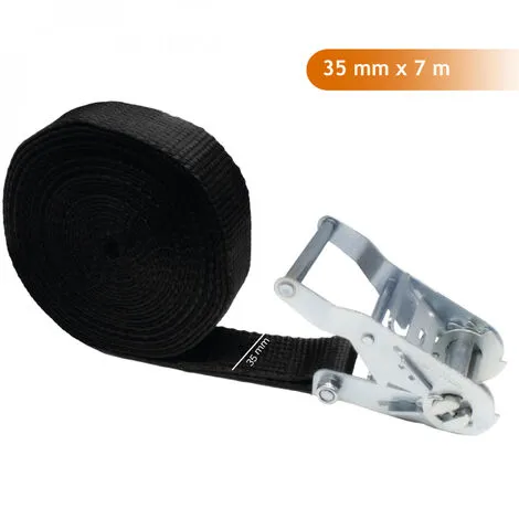 Lot De 2 Sangles D'arrimage à Cliquet - 35 Mm X 7 M - Noir - Linxor - Noir 2 Lot De 2 Sangles D'arrimage à Cliquet - 35 Mm X 7 M - Noir - Linxor - Noir – Image 2