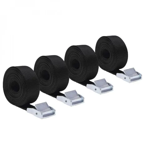 Lot De 4 Sangles D'arrimage Avec Boucle - 25 Mm X 2,5 M - Noir - Linxor - Noir 1 Lot De 4 Sangles D'arrimage Avec Boucle - 25 Mm X 2,5 M - Noir - Linxor - Noir