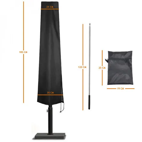 Housse De Protection Imperméable Et Anti-uv Pour Parasol - 183 X 25 - 35 Cm - Noir - Linxor - Noir 2 Housse De Protection Imperméable Et Anti-uv Pour Parasol - 183 X 25 - 35 Cm - Noir - Linxor - Noir – Image 2