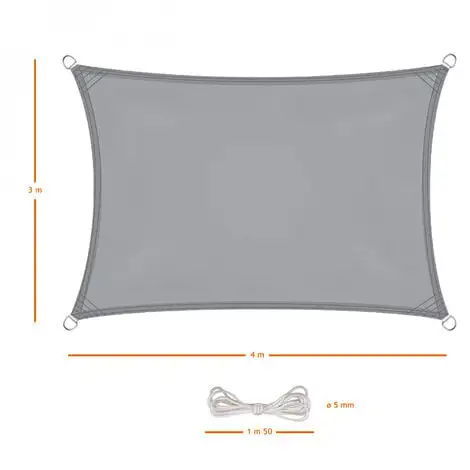Voile D'ombrage Rectangulaire Imperméable Et Anti-UV - 3 X 4 M - Gris - Linxor - Gris 2 Voile D'ombrage Rectangulaire Imperméable Et Anti-UV - 3 X 4 M - Gris - Linxor - Gris – Image 2