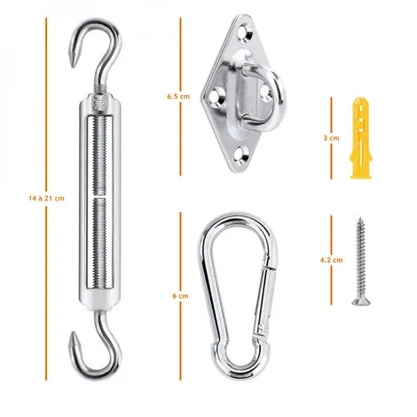 Kit De Fixation En Acier Inoxydable Pour Voile D'ombrage - Linxor - Gris 2 Kit De Fixation En Acier Inoxydable Pour Voile D'ombrage - Linxor - Gris – Image 2