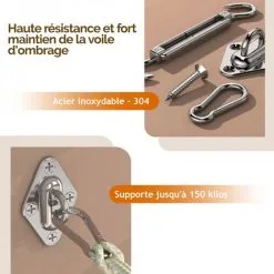 Kit De Fixation En Acier Inoxydable Pour Voile D'ombrage - Linxor - Gris 7 Kit De Fixation En Acier Inoxydable Pour Voile D'ombrage - Linxor - Gris -LINXOR Soldes Boutique 57565886 3