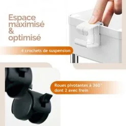 Desserte, Chariot De Rangement à Roulettes étroit - 4 étagères - Blanc - Linxor - Blanc -LINXOR Soldes Boutique 58055339 3