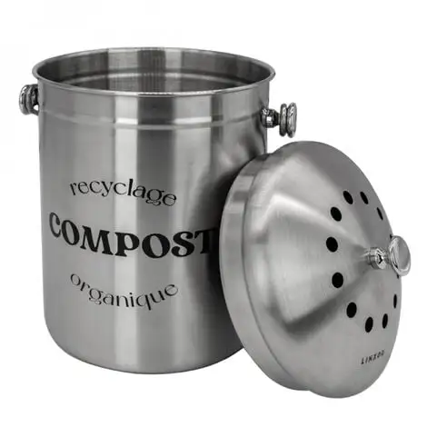 Composteur, Bac, Poubelle à Compost De Cuisine - 5 L - Inox - Linxor - Gris 1 Composteur, Bac, Poubelle à Compost De Cuisine - 5 L - Inox - Linxor - Gris