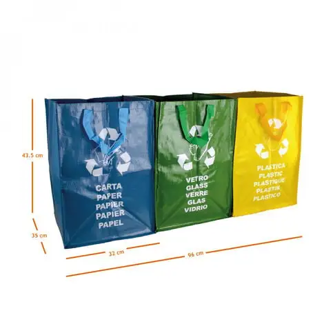 Lot De 3 Sacs De Tri Réutilisables Pour Recyclage Des Déchets - 130 L - Linxor - Multicouleur 2 Lot De 3 Sacs De Tri Réutilisables Pour Recyclage Des Déchets - 130 L - Linxor - Multicouleur – Image 2
