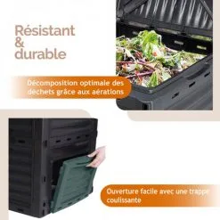 Composteur, Bac, Poubelle à Compost De Jardin - 300 L - Noir Et Vert - Linxor - Vert 7 Composteur, Bac, Poubelle à Compost De Jardin - 300 L - Noir Et Vert - Linxor - Vert -LINXOR Soldes Boutique 58426586 3