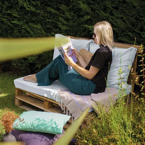 Kit De Coussins Et Assise Déhoussables Pour Palette - Gris Clair - Linxor - Gris Clair 4 Kit De Coussins Et Assise Déhoussables Pour Palette - Gris Clair - Linxor - Gris Clair – Image 4