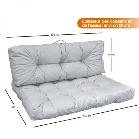 Kit De Coussins Et Assise Capitonnés Pour Palette - Gris Clair - Linxor - Gris Clair 2 Kit De Coussins Et Assise Capitonnés Pour Palette - Gris Clair - Linxor - Gris Clair – Image 2